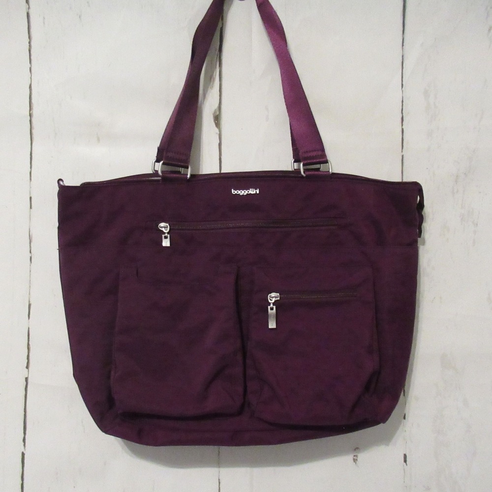 Baggallini RFID Anyday Laptop Tote Bag Organizer Purple Solid Travel Work